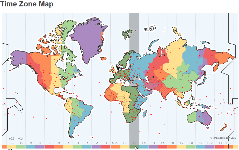 Time Zone Map CEST 